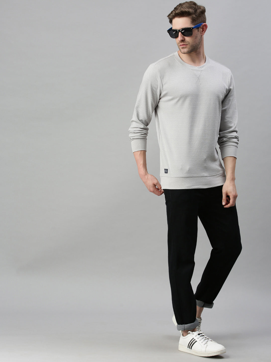 Men Solid Grey Sweatshirt