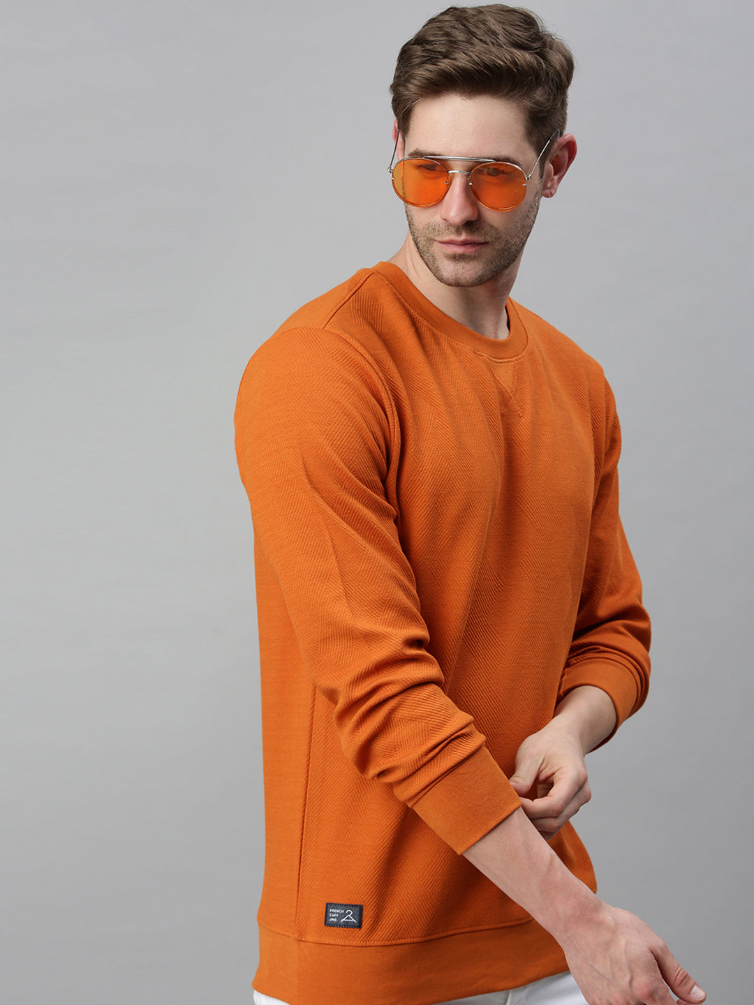 Men Solid Orange Sweatshirt