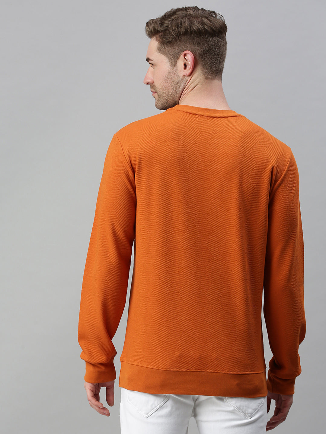 Men Solid Orange Sweatshirt