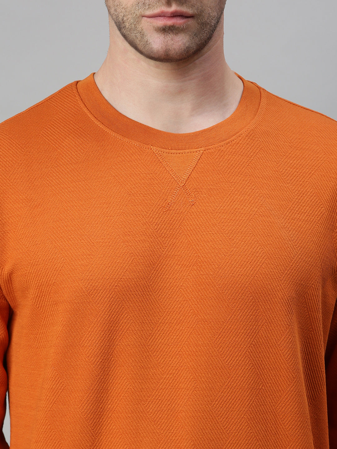 Men Solid Orange Sweatshirt