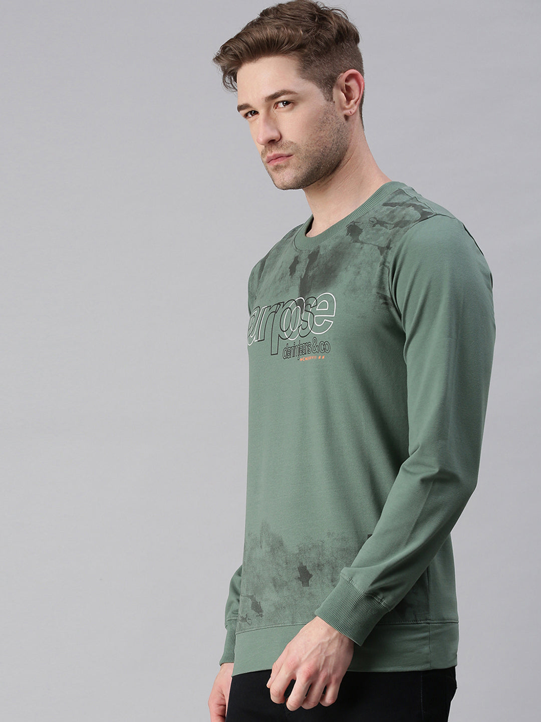 Men Printed Green Sweatshirt