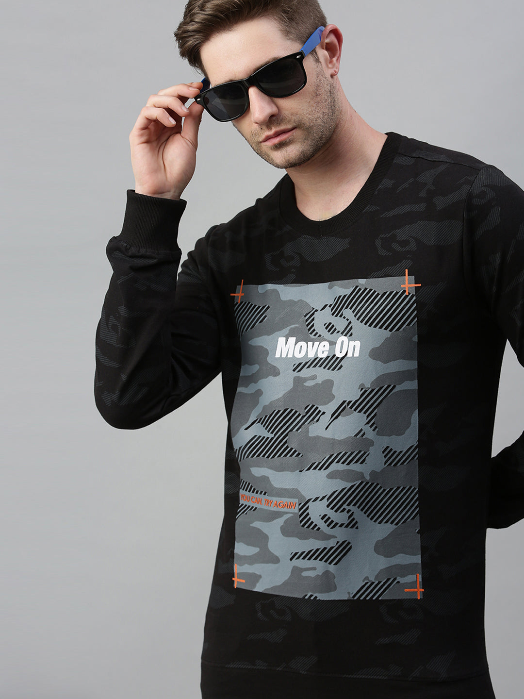 Men Printed Black Sweatshirt