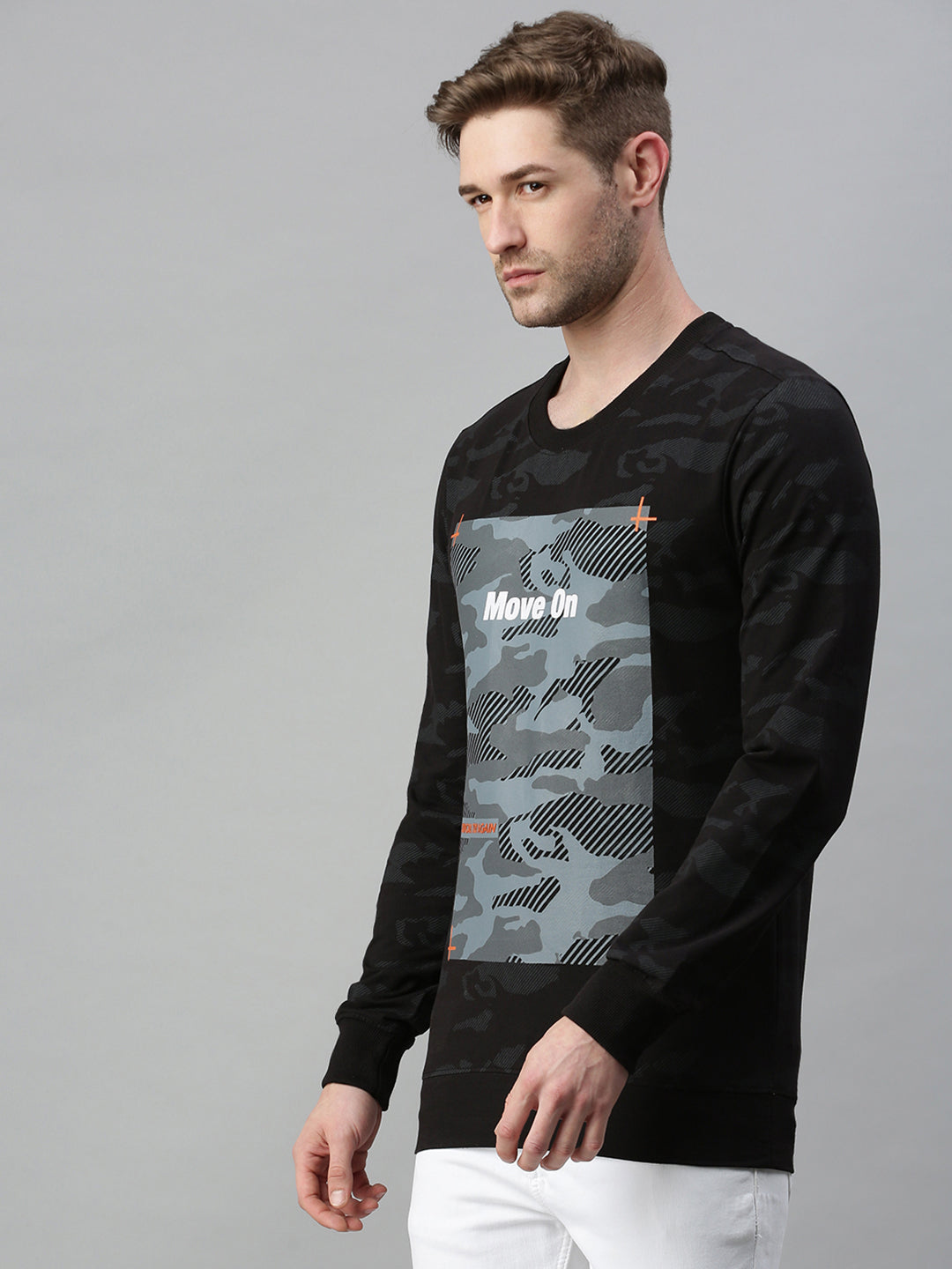 Men Printed Black Sweatshirt