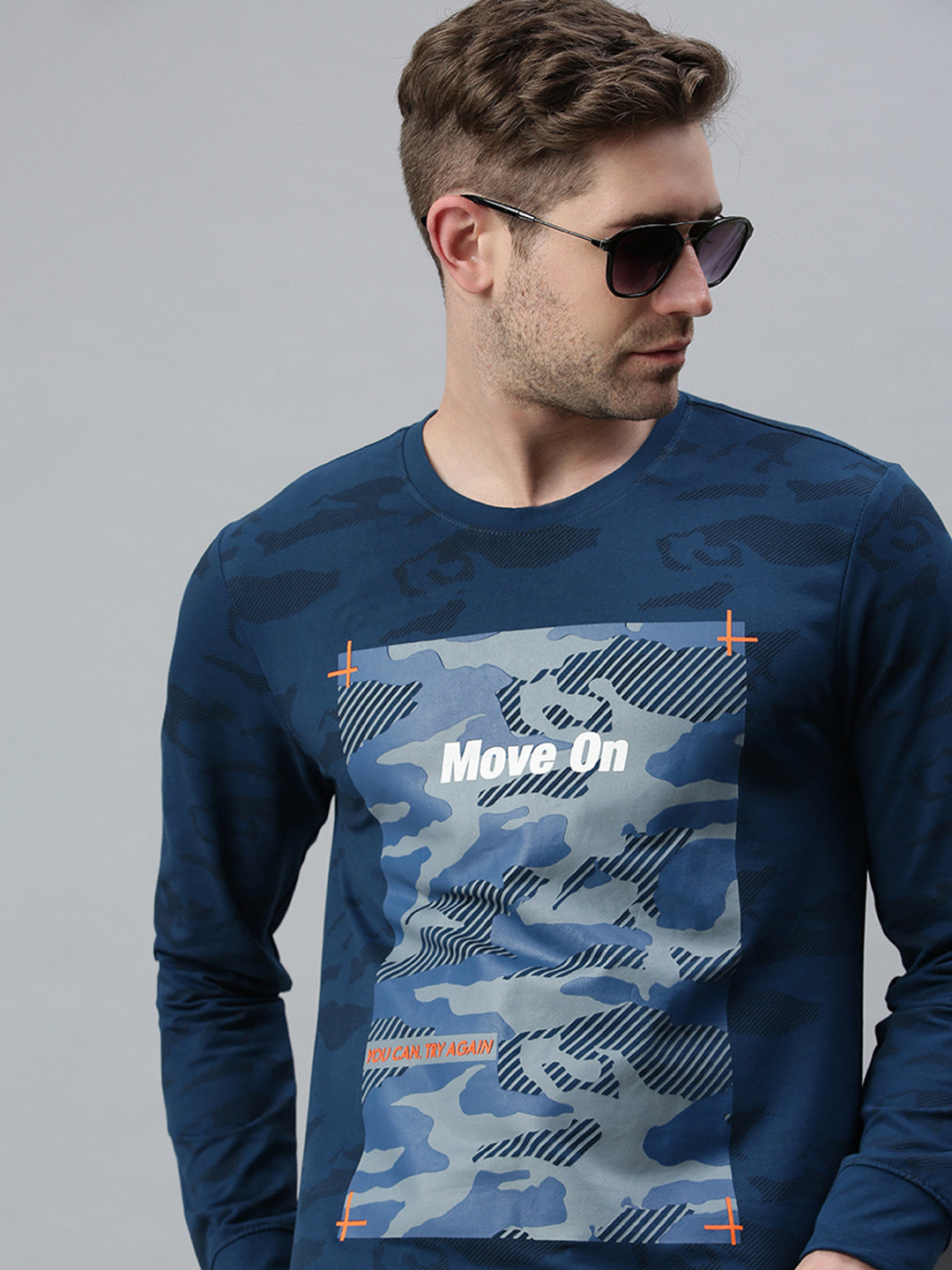 Men Printed Blue Sweatshirt