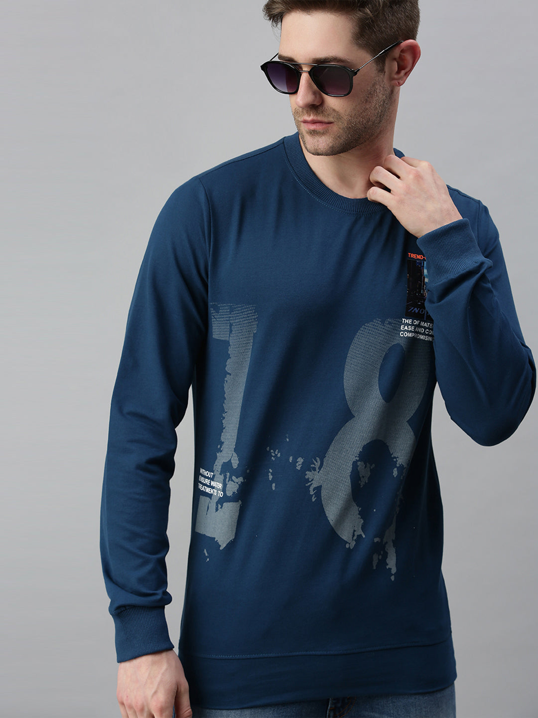 Men Printed Blue Sweatshirt