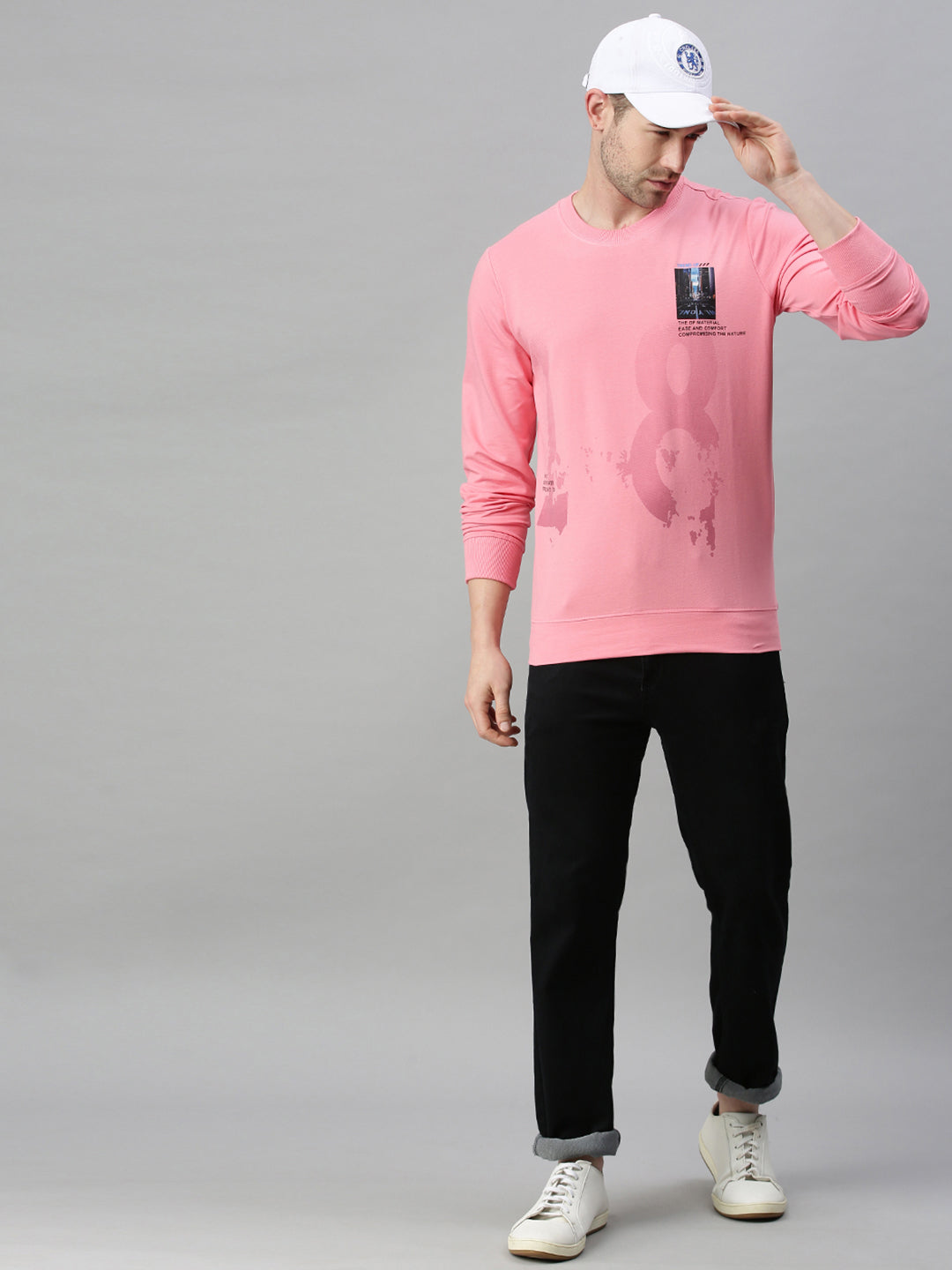 Men Printed Pink Sweatshirt