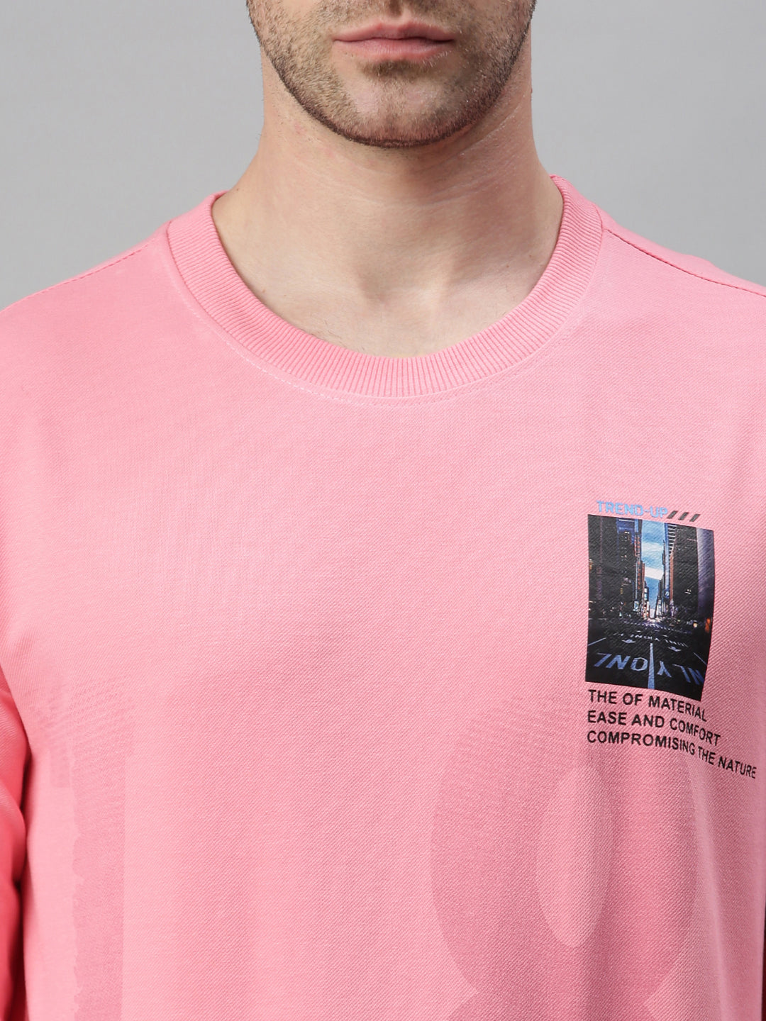 Men Printed Pink Sweatshirt