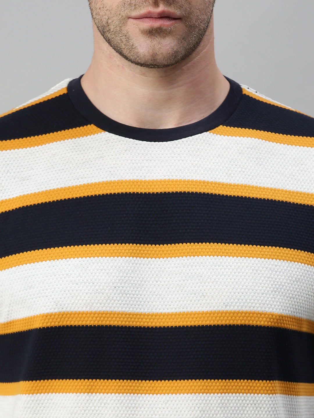 Men Striped White Sweatshirt