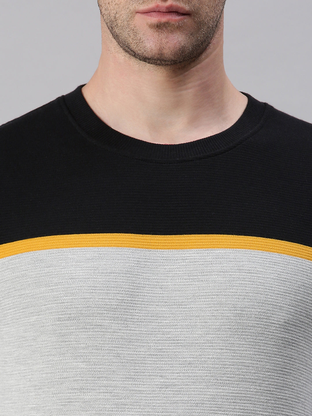 Men Striped Black Sweatshirt