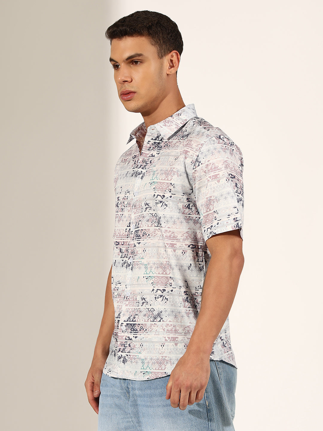 Men's Abstract Multi Regular Fit Half Sleeve Shirt