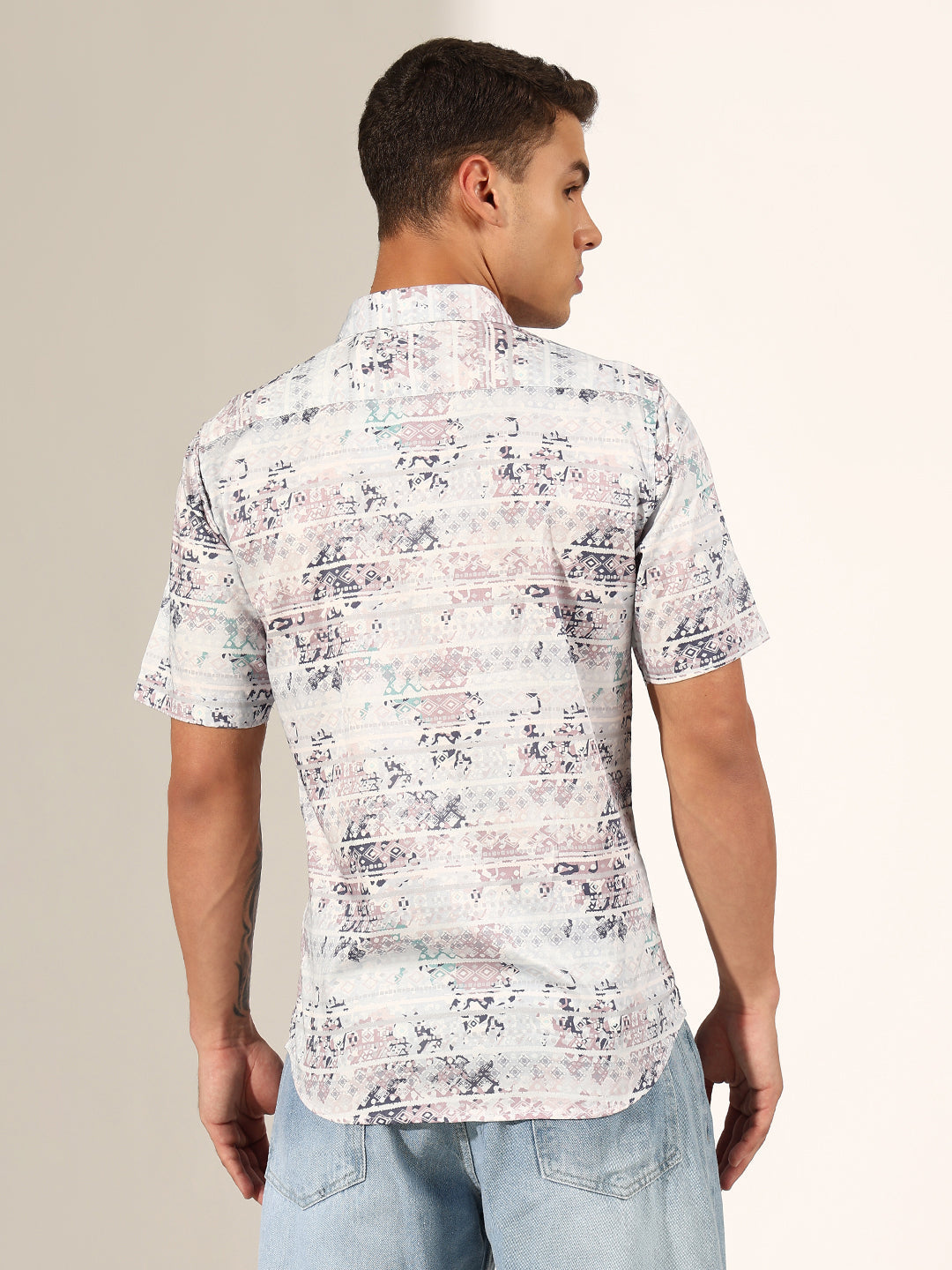 Men's Abstract Multi Regular Fit Half Sleeve Shirt