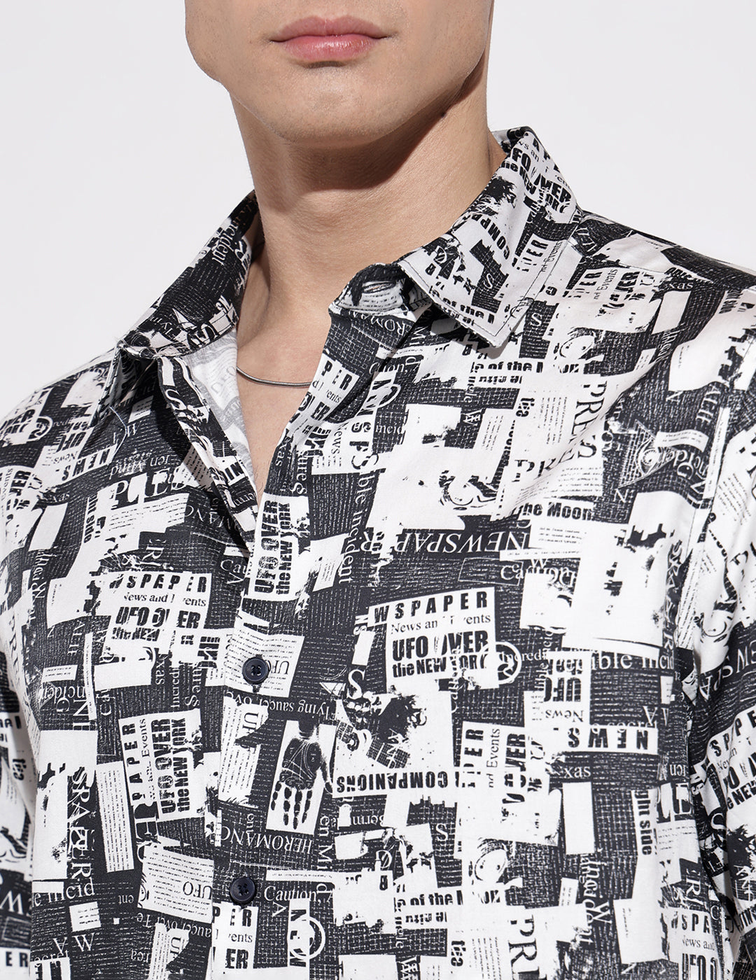 Men's Abstract Print Black Half Sleeve Regular Fit Shirt