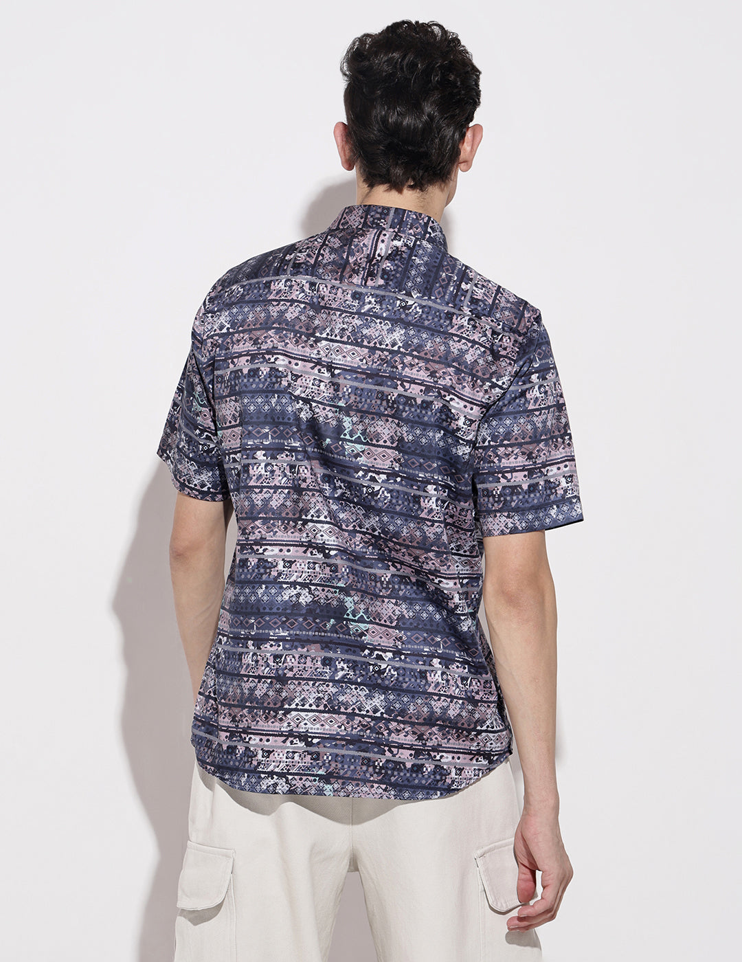 Men's Abstract Print Multi Half Sleeve Regular Fit Shirt