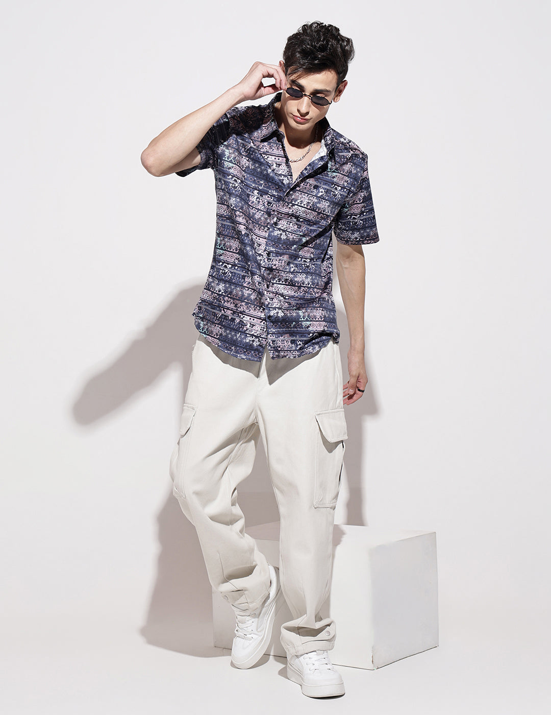 Men's Abstract Print Multi Half Sleeve Regular Fit Shirt