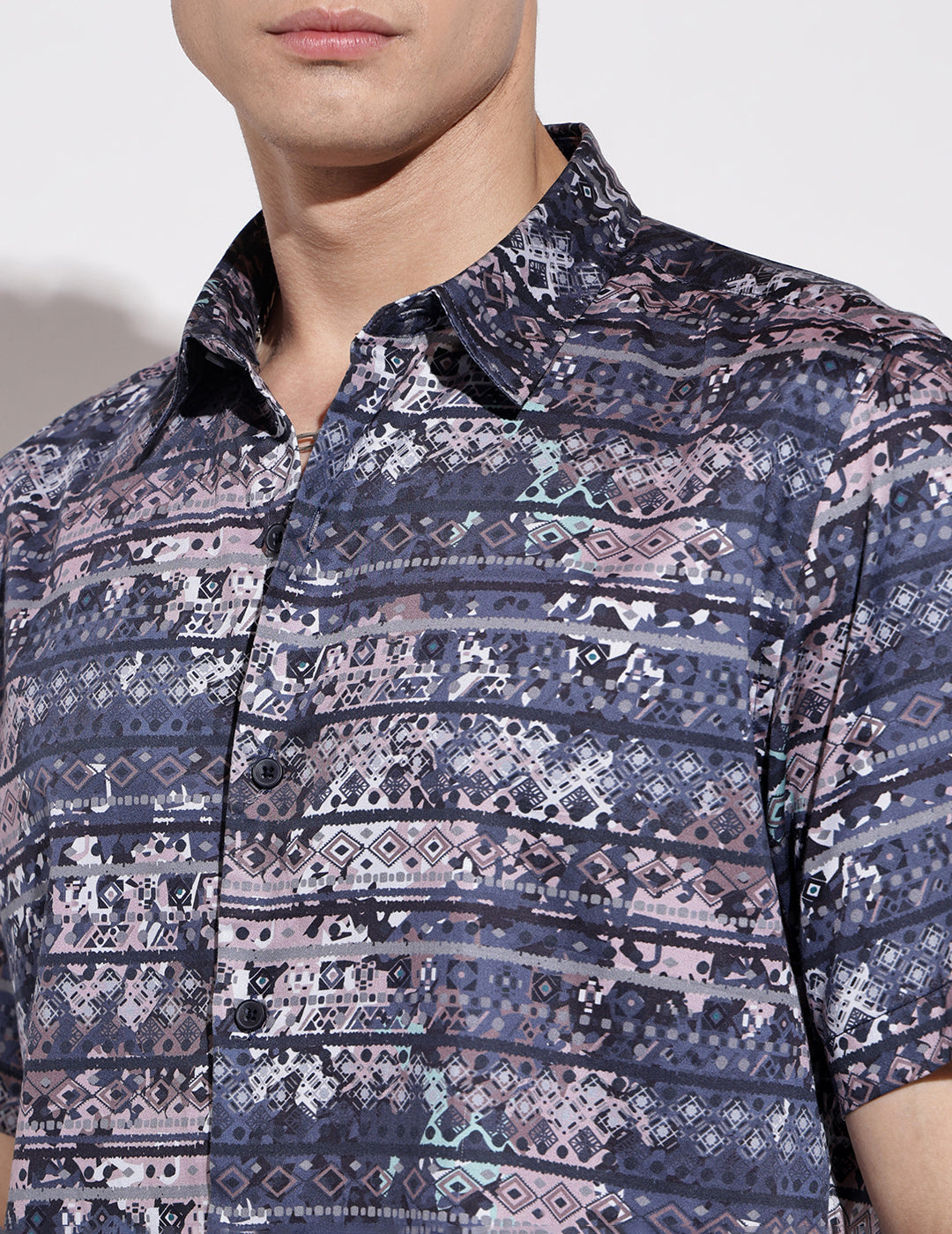 Men's Abstract Print Multi Half Sleeve Regular Fit Shirt