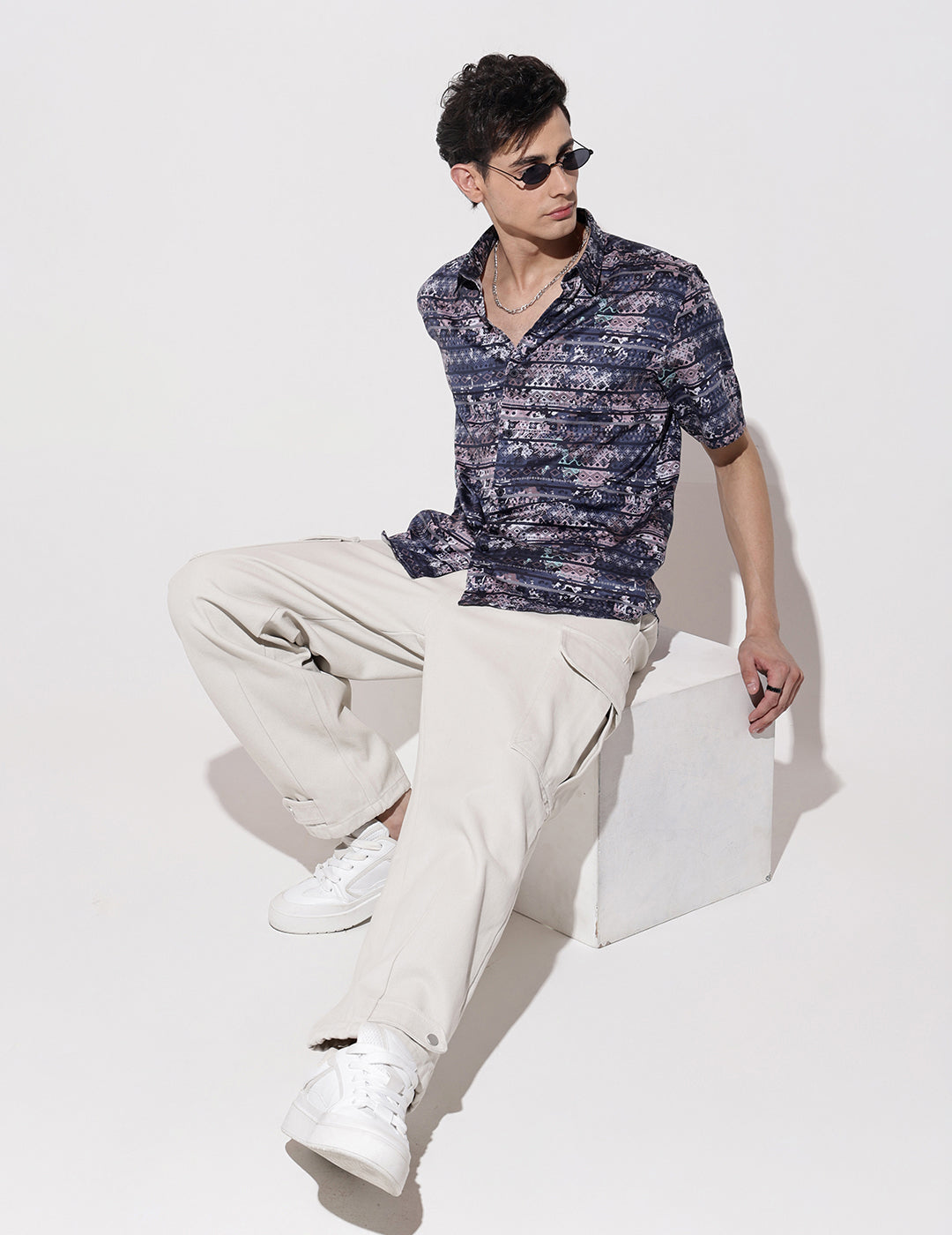 Men's Abstract Print Multi Half Sleeve Regular Fit Shirt