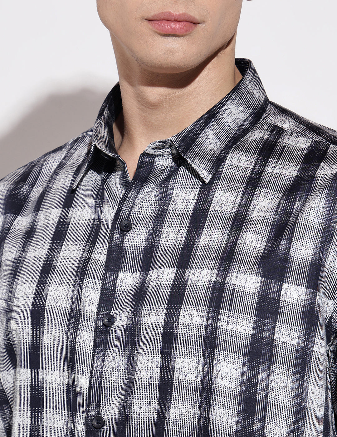 Men's Checked Navy Blue Half Sleeve Regular Fit Shirt