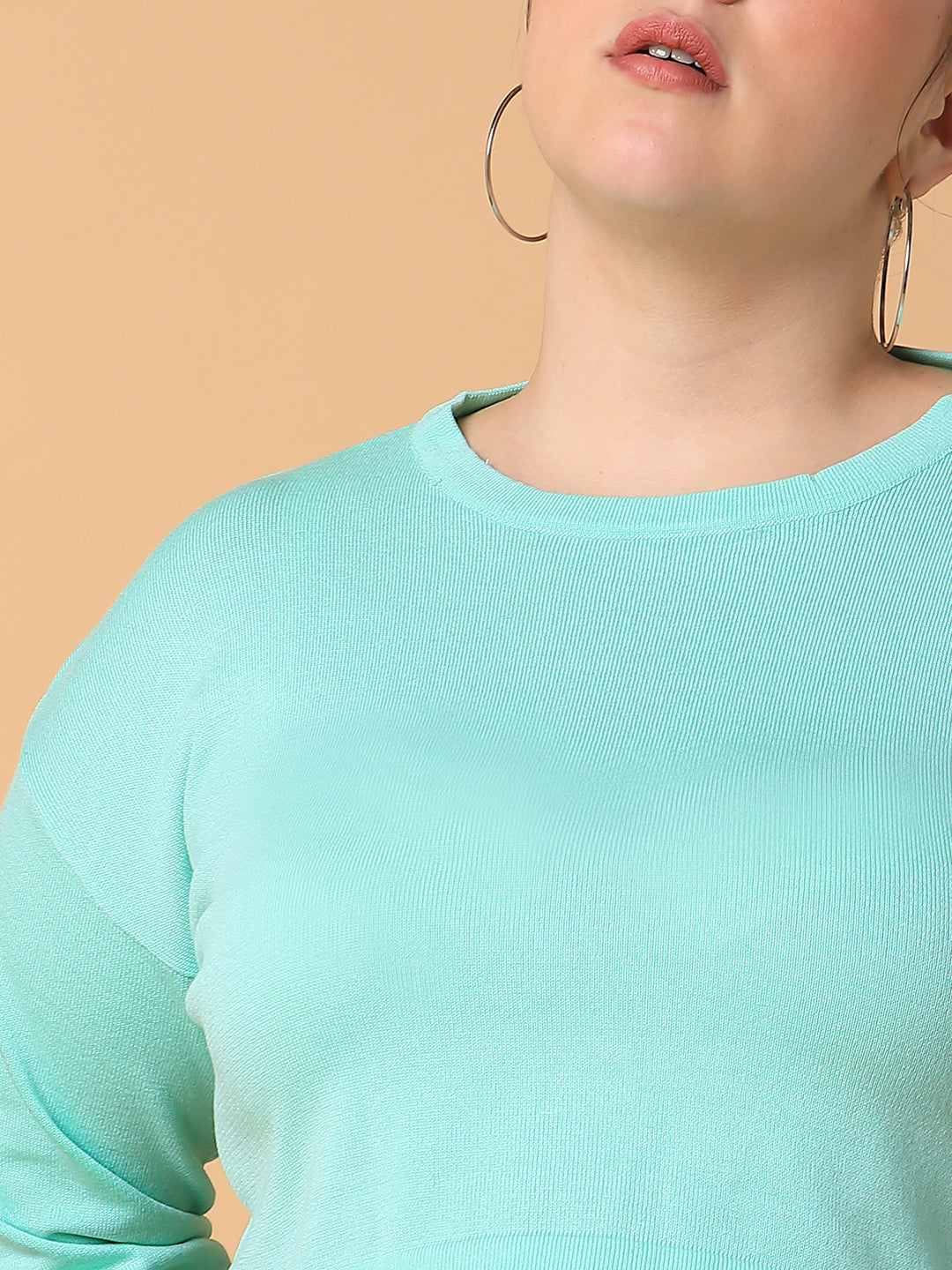 Women Solid Sea Green Crop Top