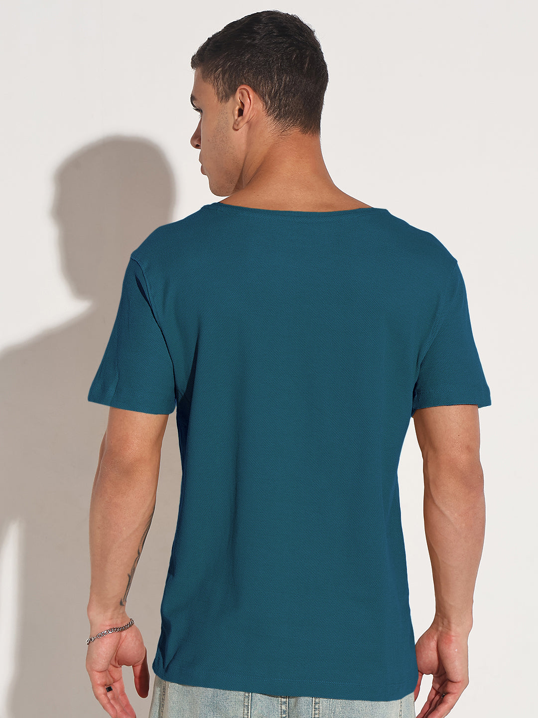 Men's Blue Round Neck Regular Fit T-Shirt