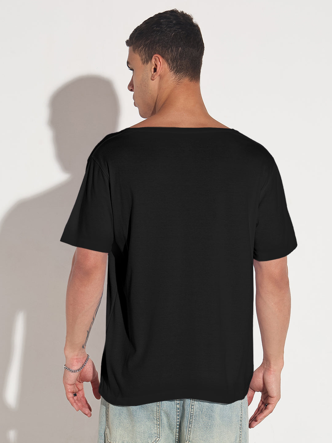 Men's Black V-Neck Regular Fit T-Shirt