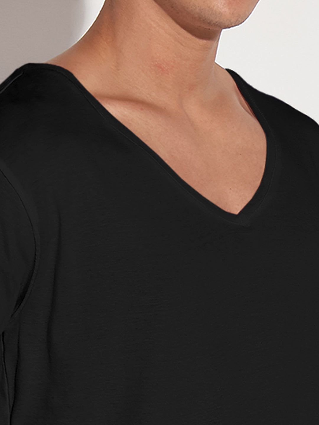 Men's Black V-Neck Regular Fit T-Shirt