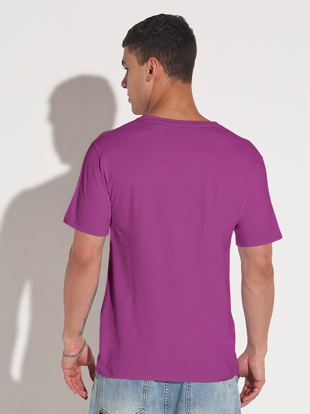 Men's Purple Round Neck Regular Fit T-Shirt