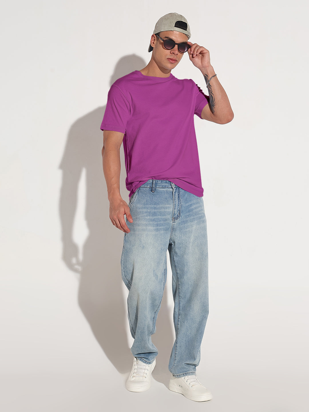 Men's Purple Round Neck Regular Fit T-Shirt