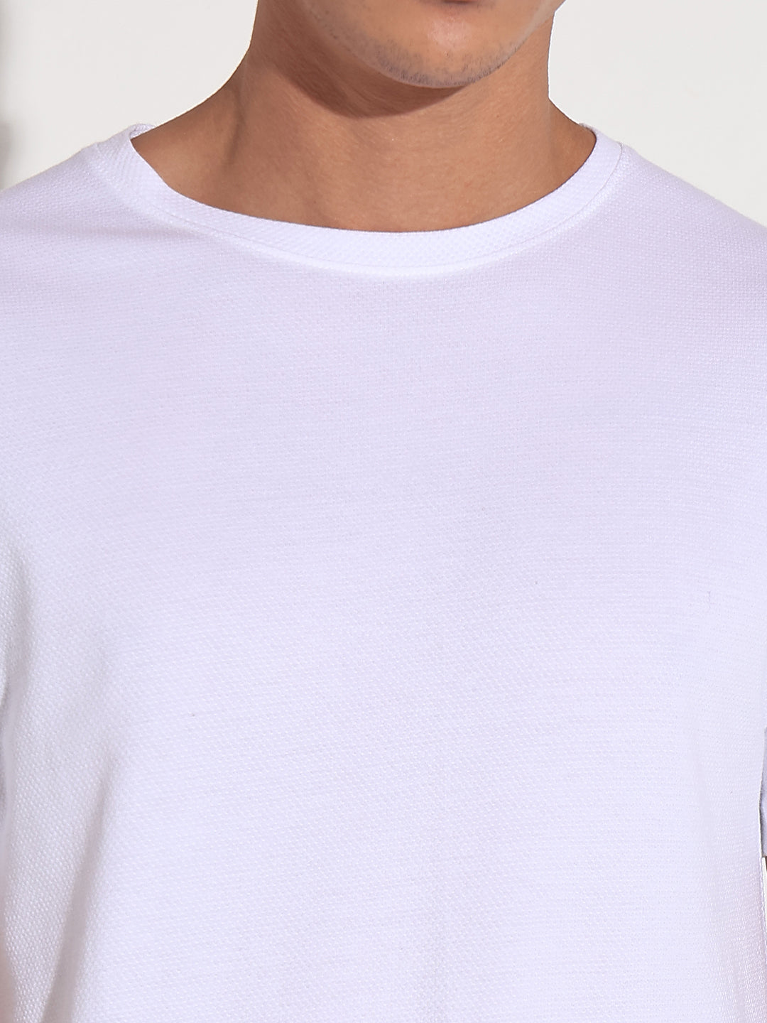 Men's White Round Neck Regular Fit T-Shirt