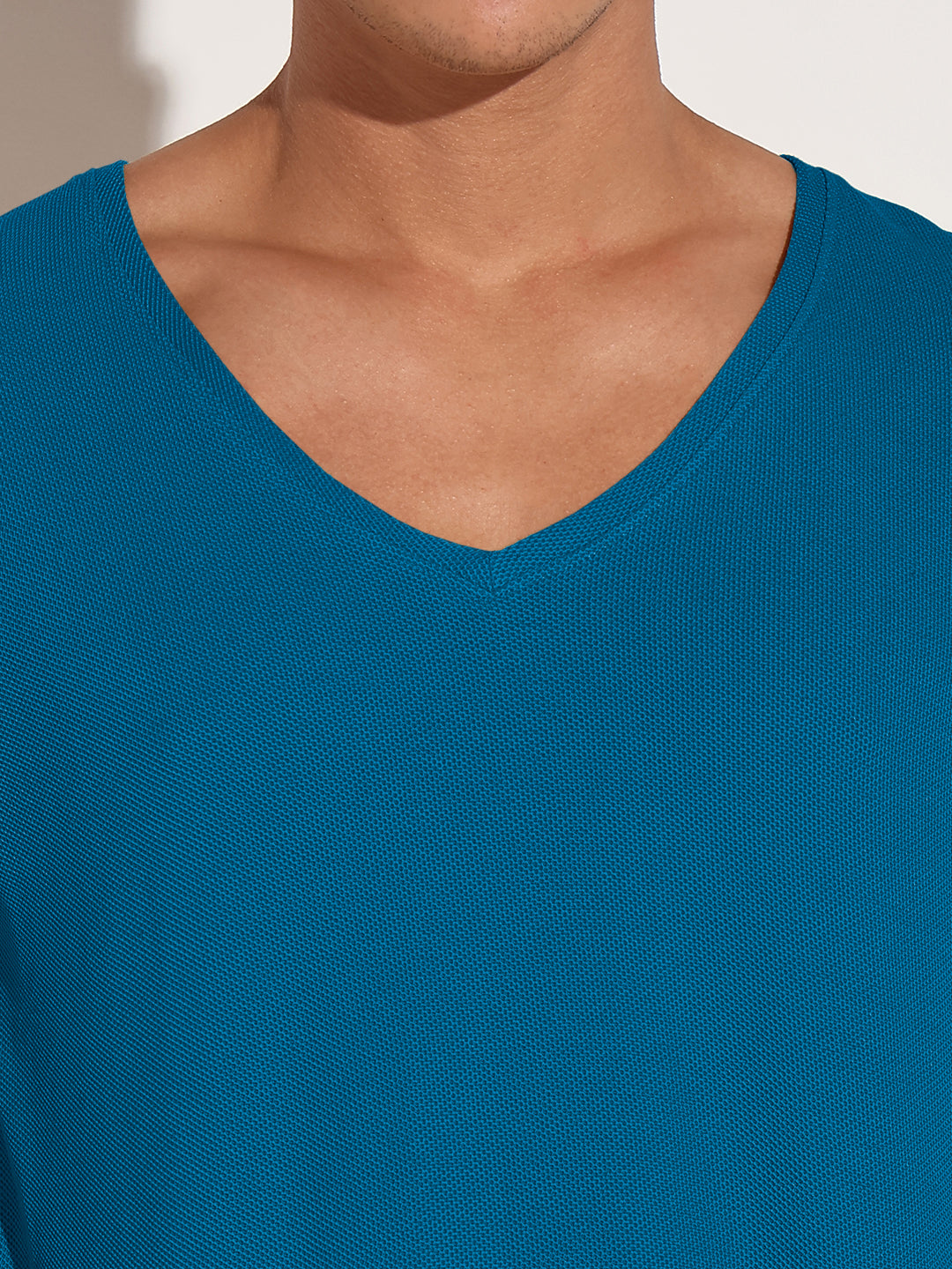 Men's Blue V-Neck Regular Fit T-Shirt
