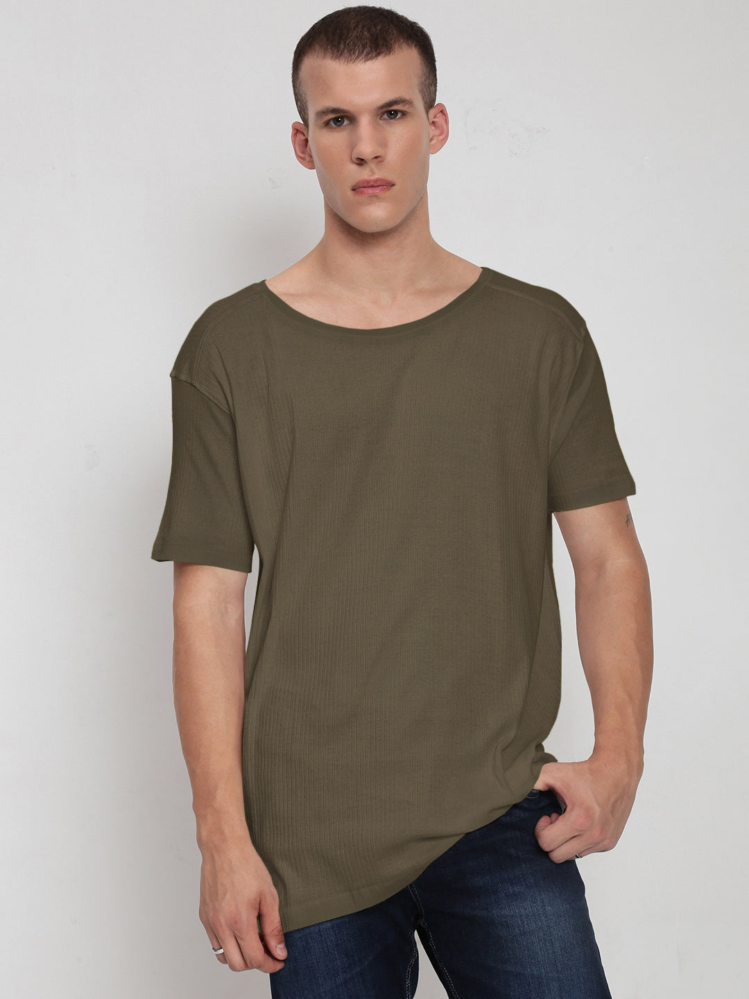 Men's Olive Round Neck Regular Fit T-Shirt