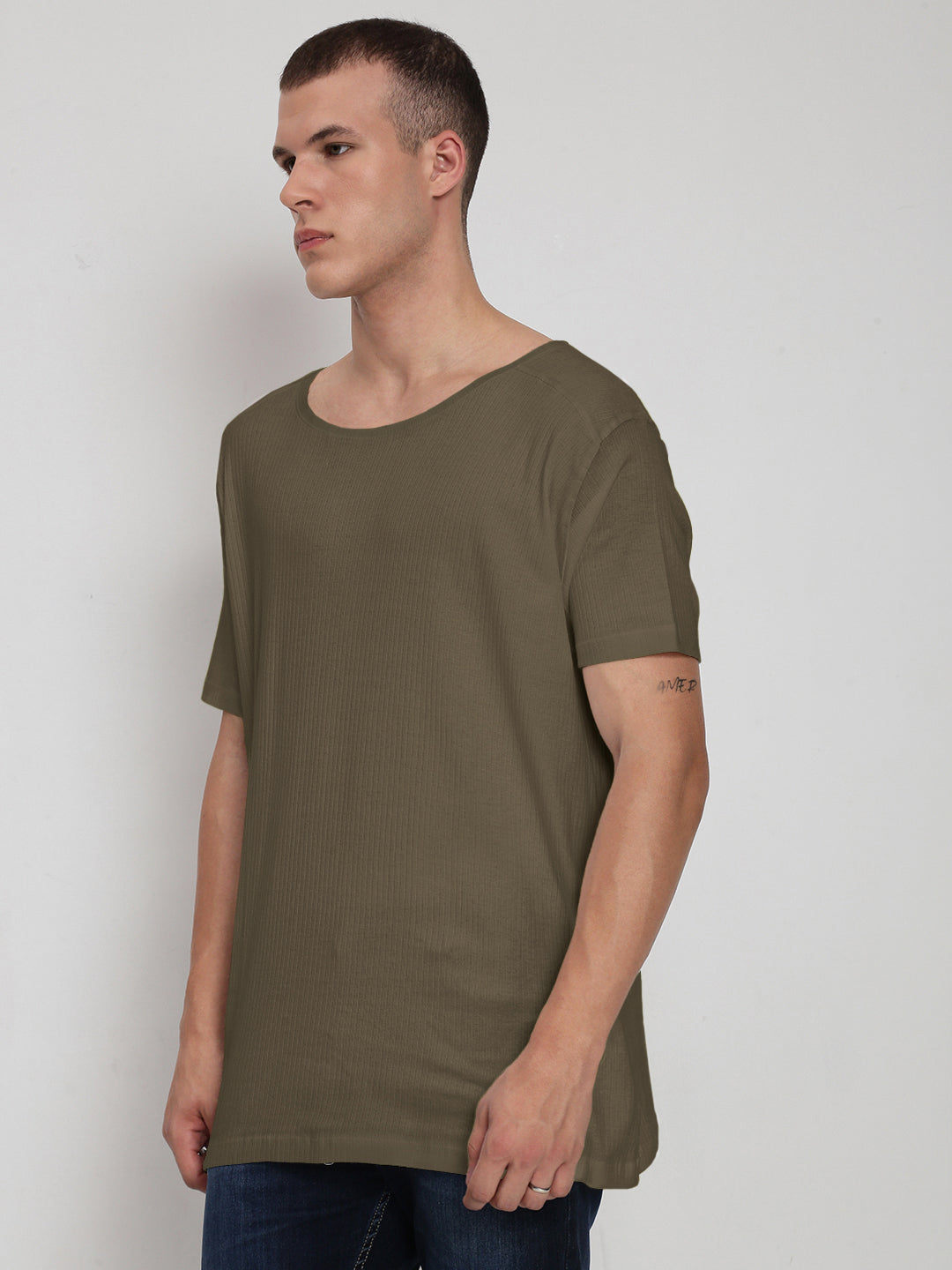 Men's Olive Round Neck Regular Fit T-Shirt