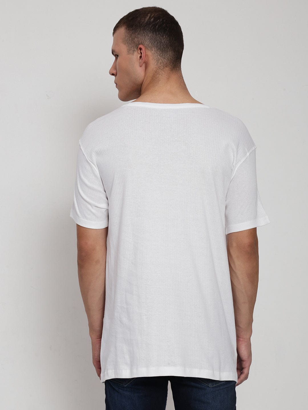 Men's White Round Neck Regular Fit T-Shirt