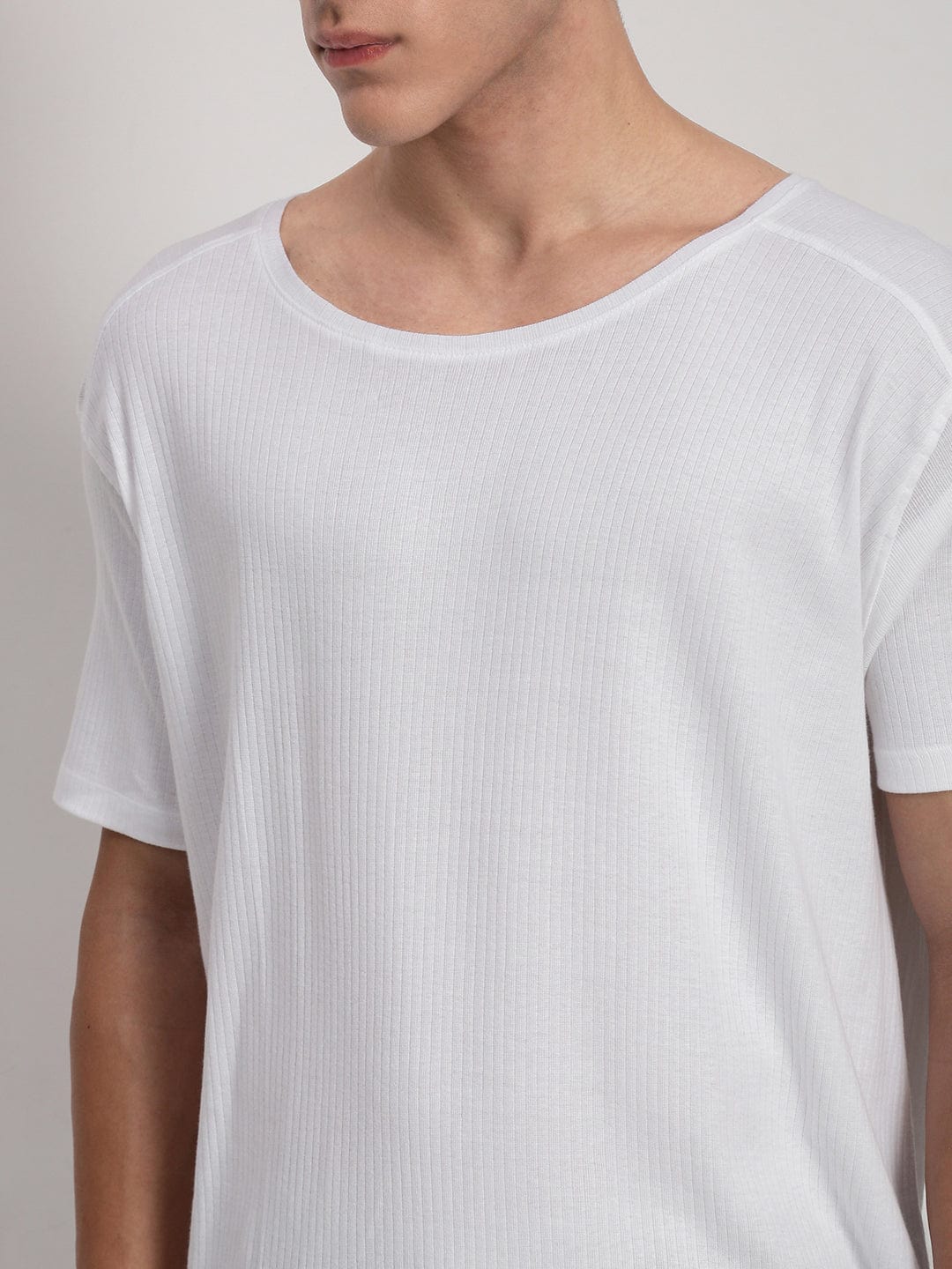 Men's White Round Neck Regular Fit T-Shirt