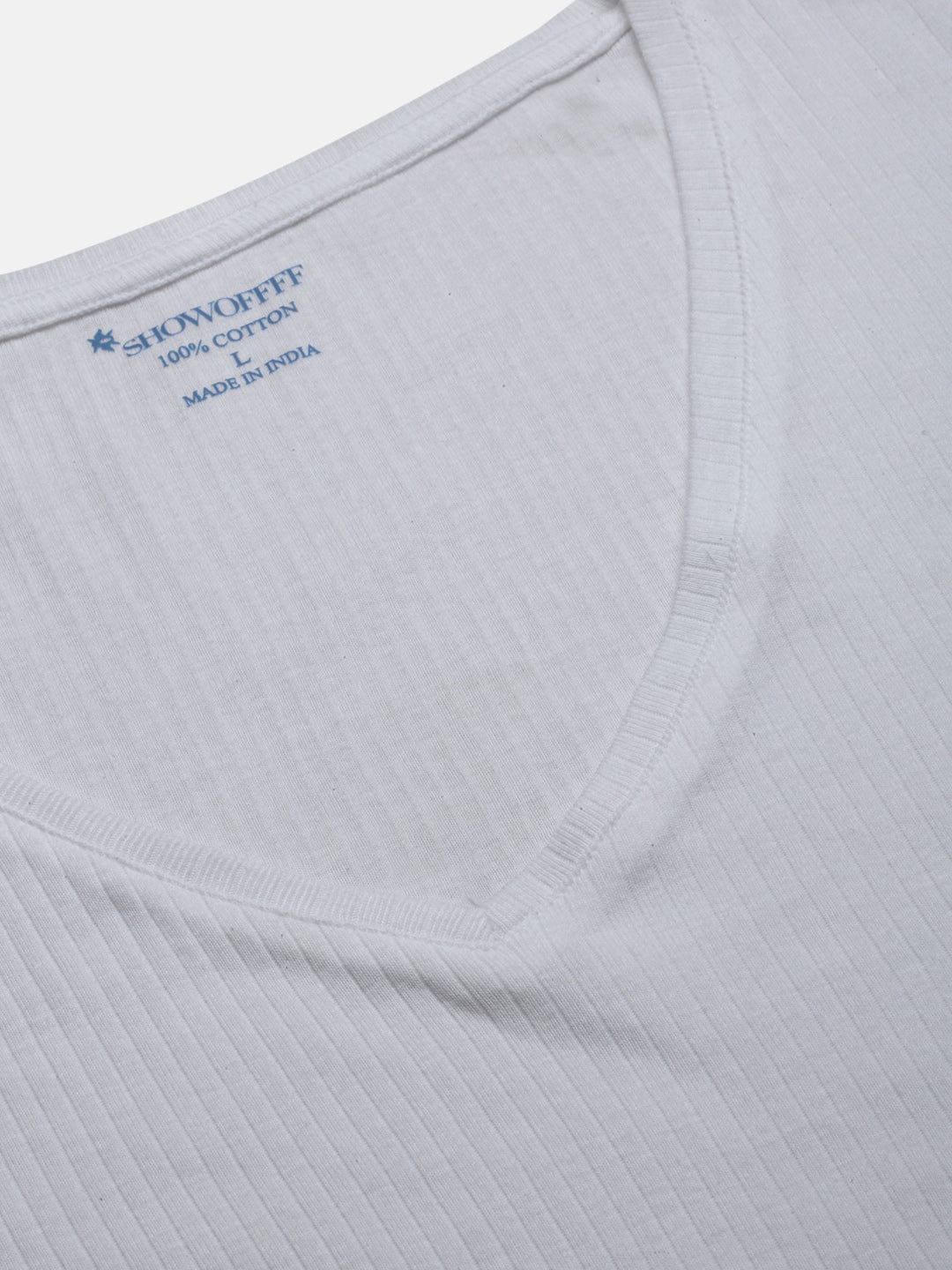 Men's White V-Neck Regular Fit T-Shirt