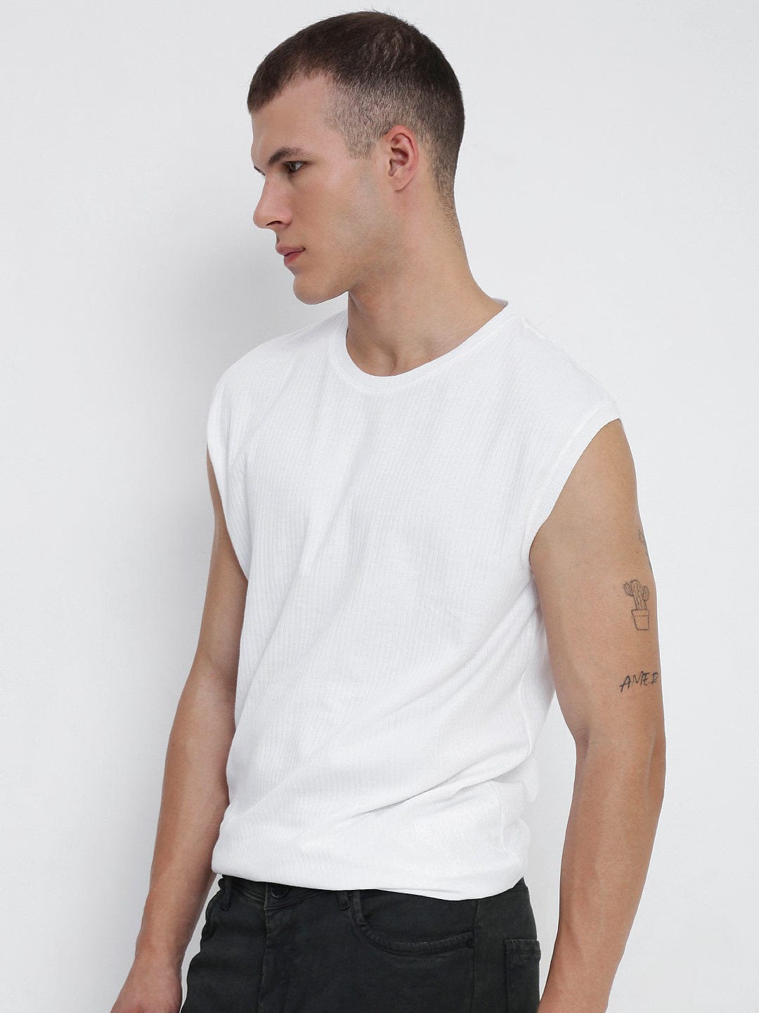 Men's White Round Neck Regular Fit T-Shirt