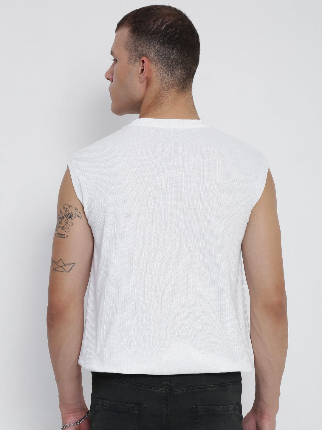 Men's White Round Neck Regular Fit T-Shirt