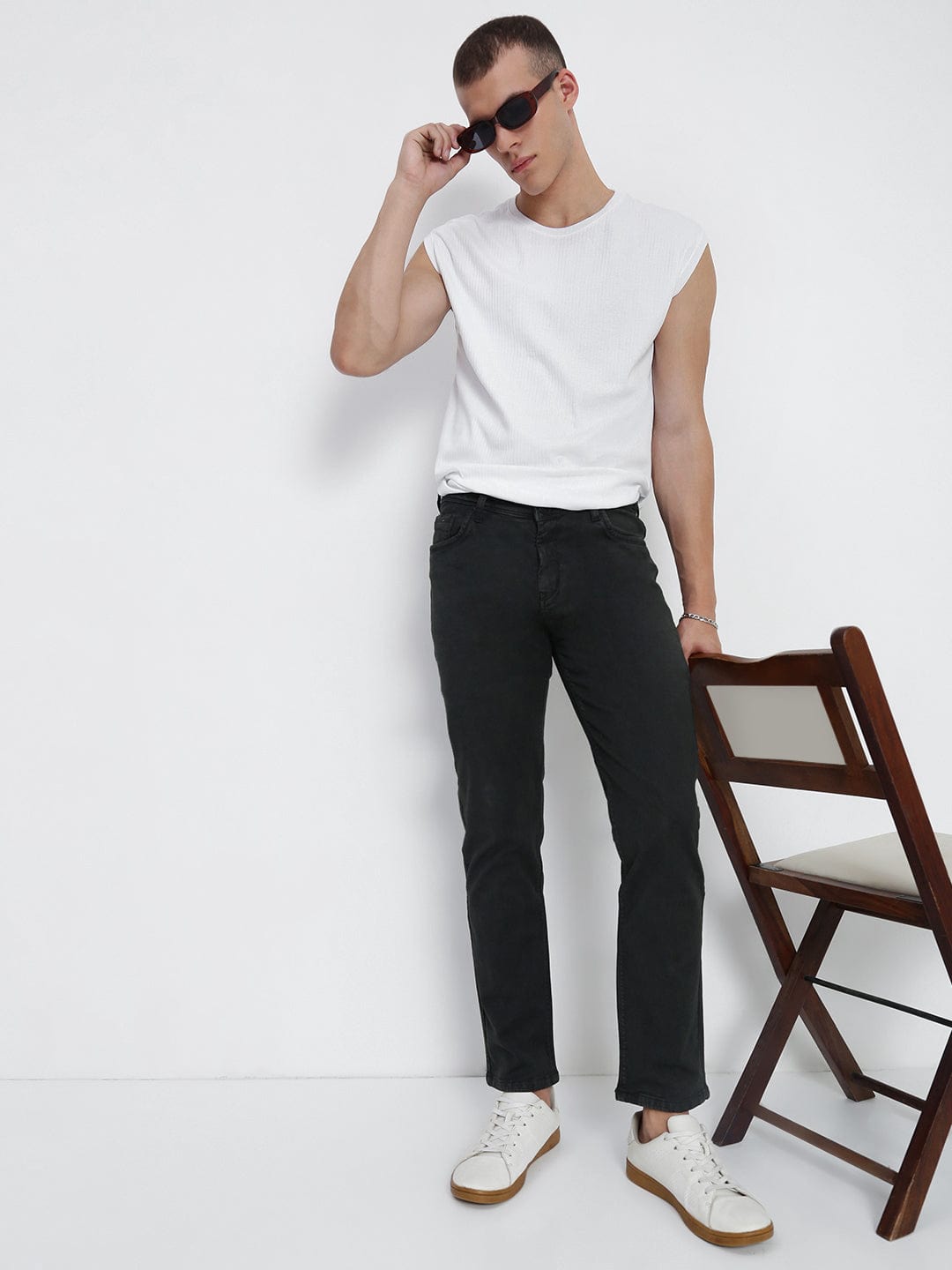 Men's White Round Neck Regular Fit T-Shirt