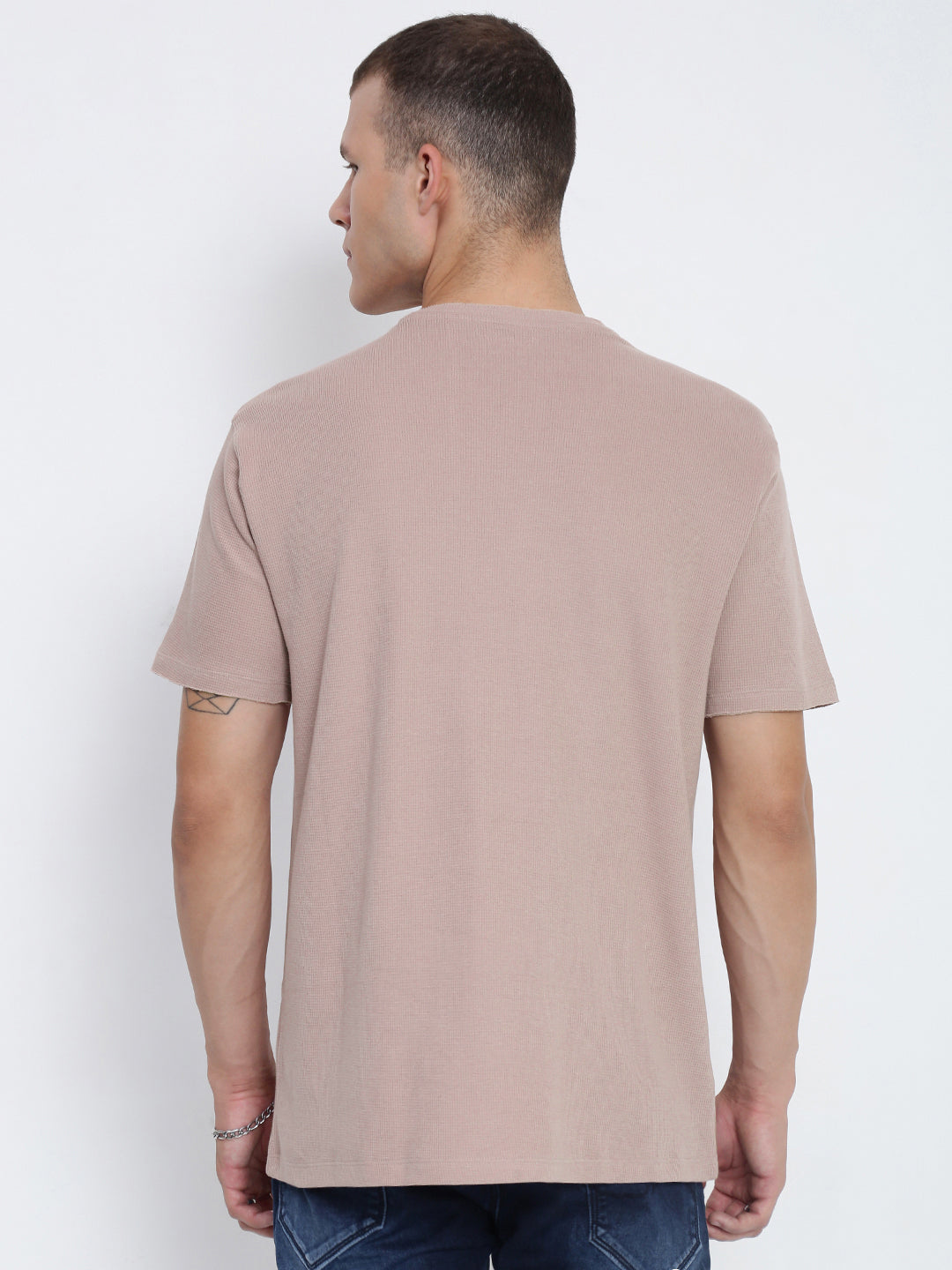Men's Mauve Round Neck Regular Fit T-Shirt