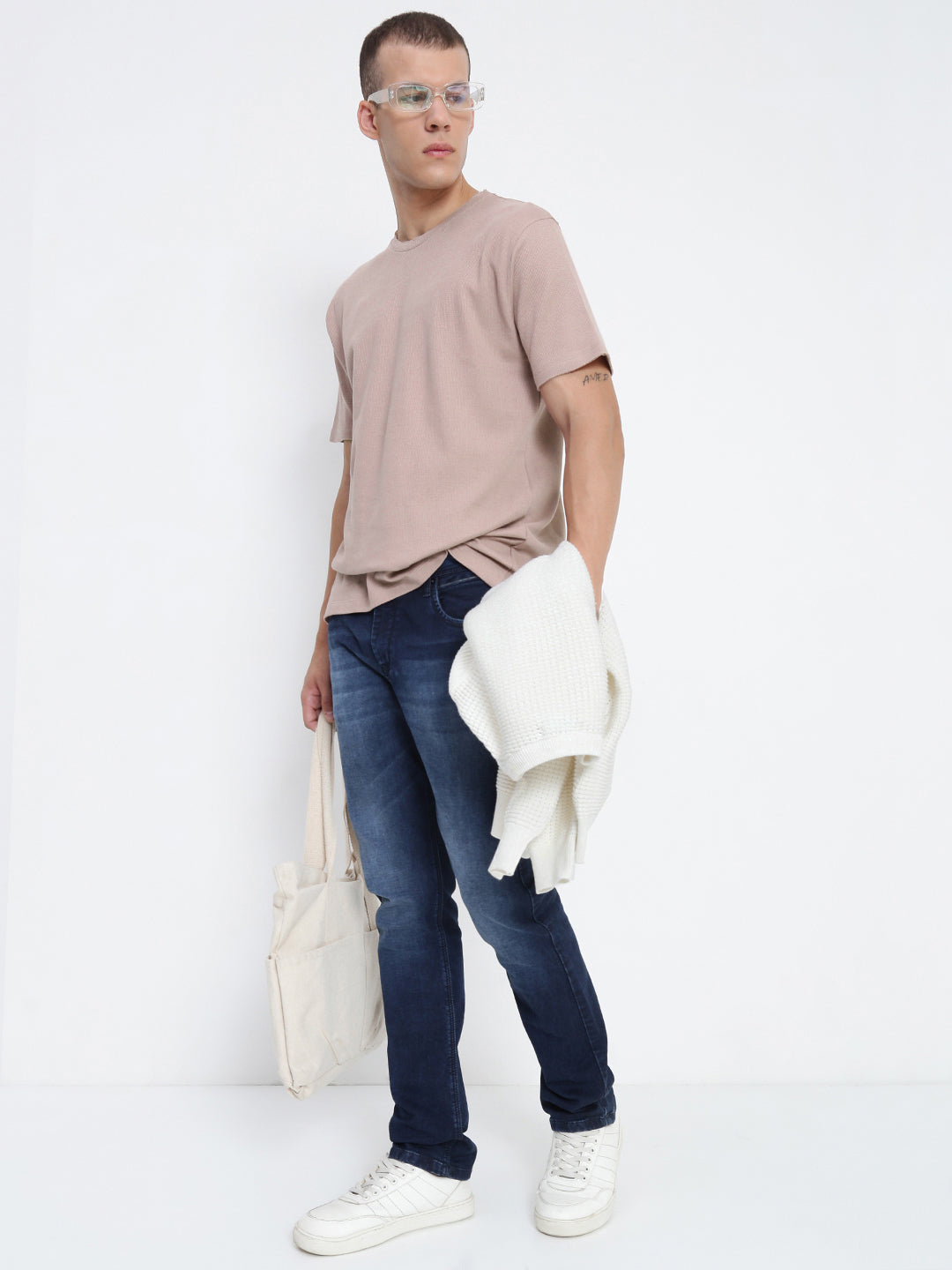 Men's Mauve Round Neck Regular Fit T-Shirt