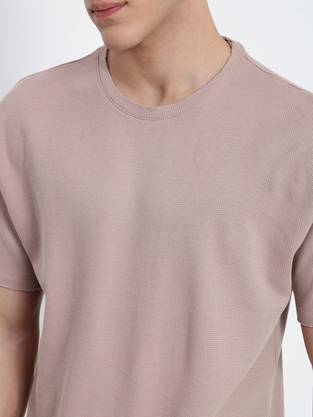 Men's Mauve Round Neck Regular Fit T-Shirt