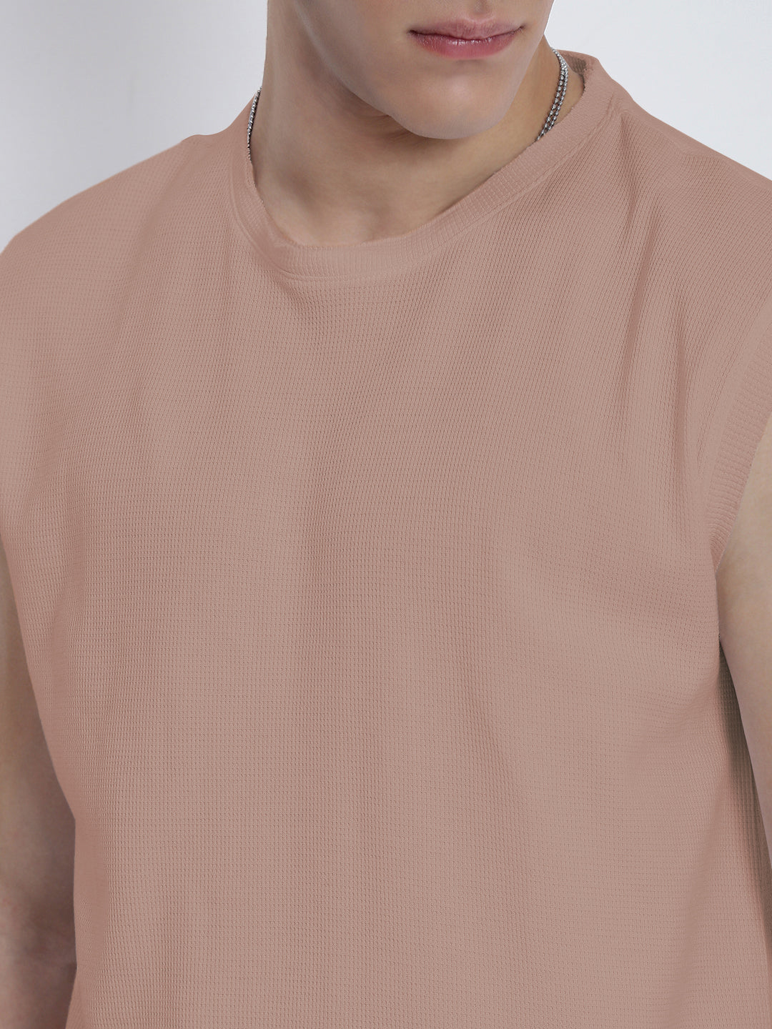 Men's Mauve Sleeveless Round Neck Regular Fit T-Shirt