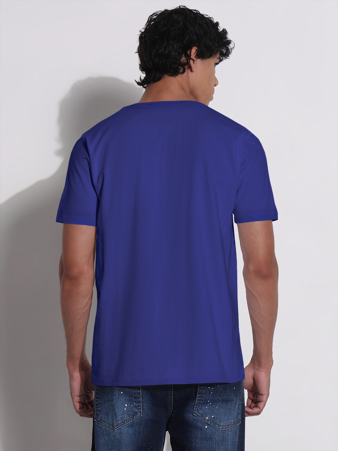 Men's Blue V-Neck Regular Fit T-Shirt
