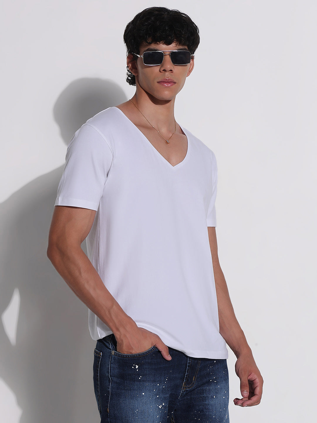Men's White V-Neck T-Shirt