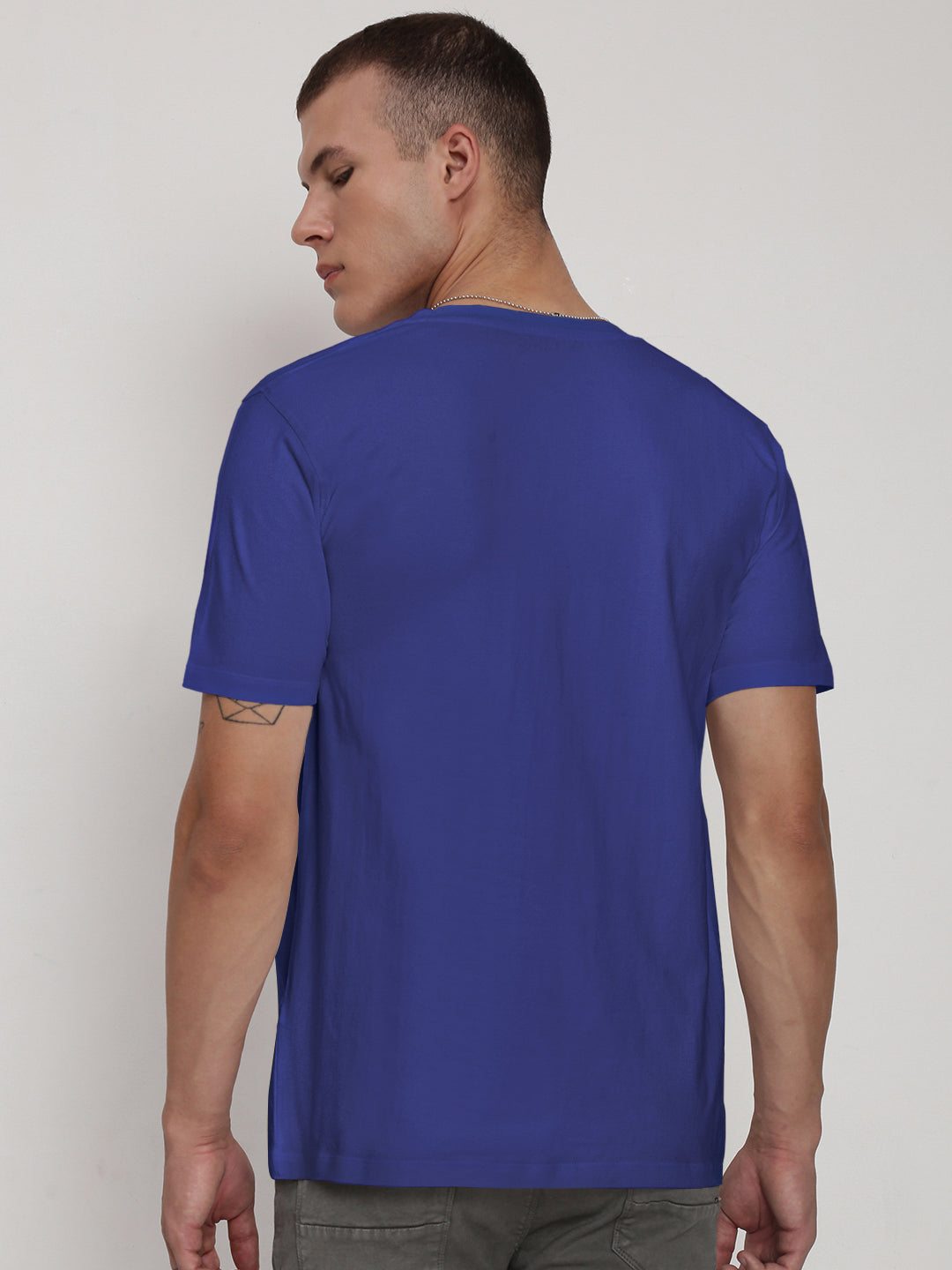 Men's Blue V-Neck Regular Fit T-Shirt
