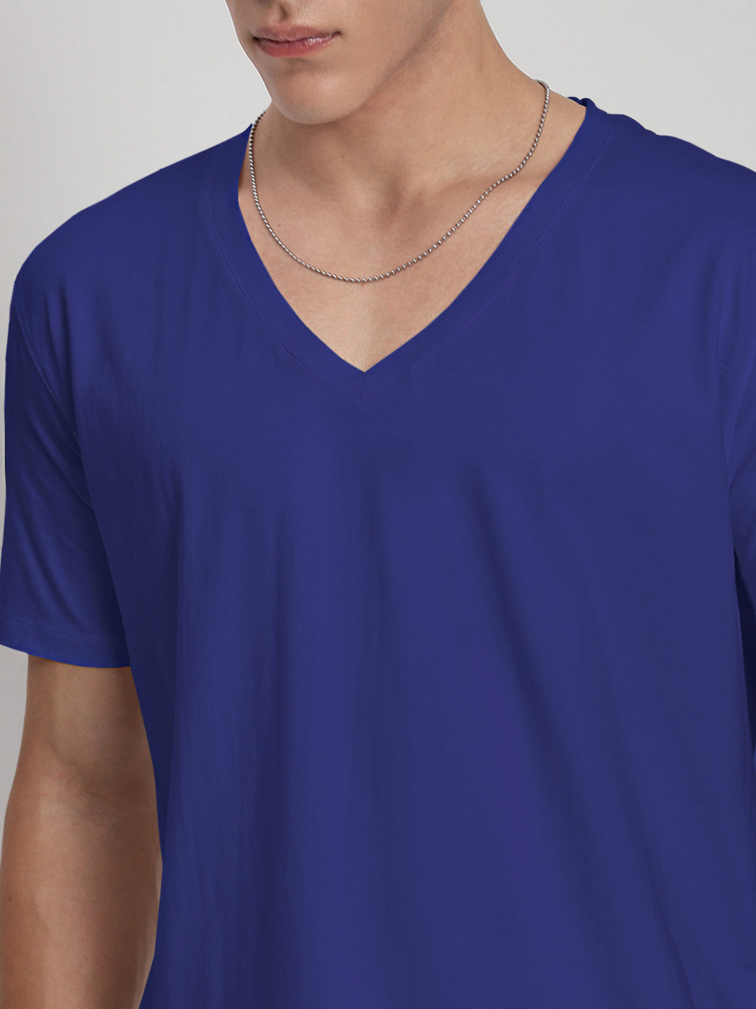 Men's Blue V-Neck Regular Fit T-Shirt