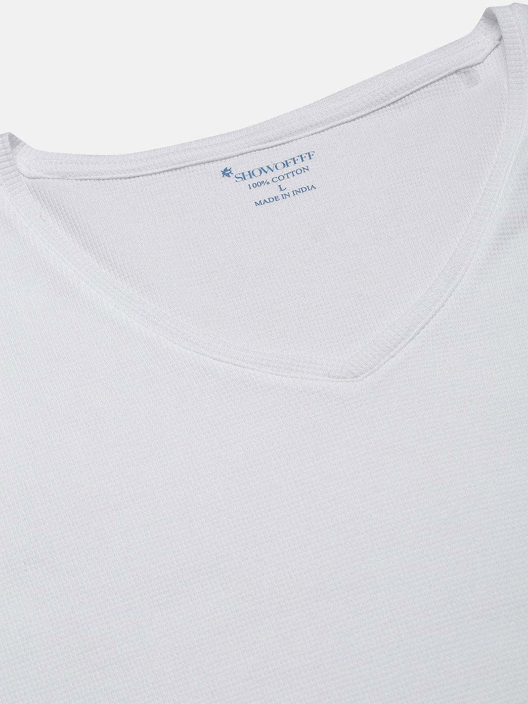 Men's White V-Neck Regular Fit T-Shirt