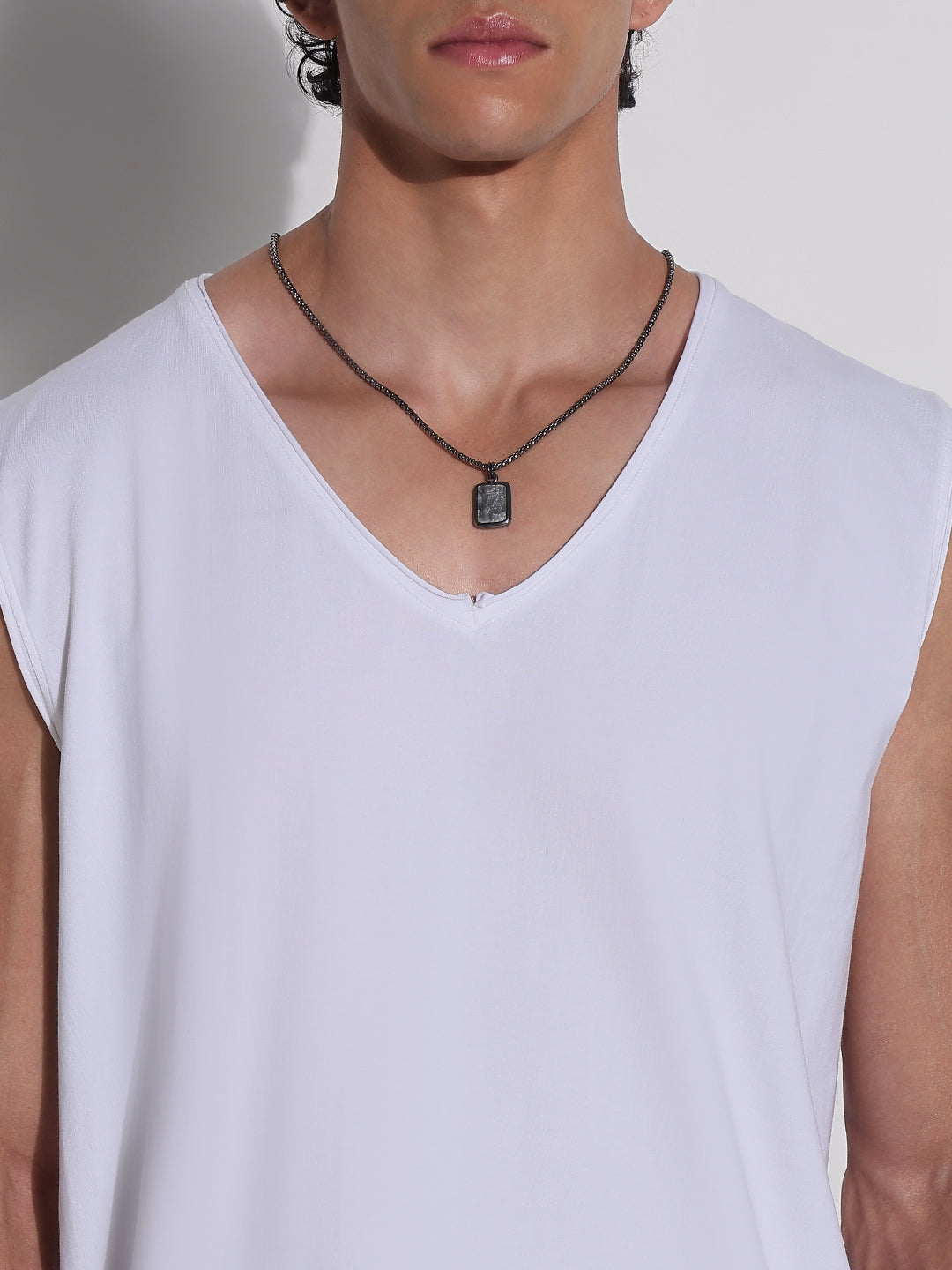 Men's White V-Neck Vest T-Shirt