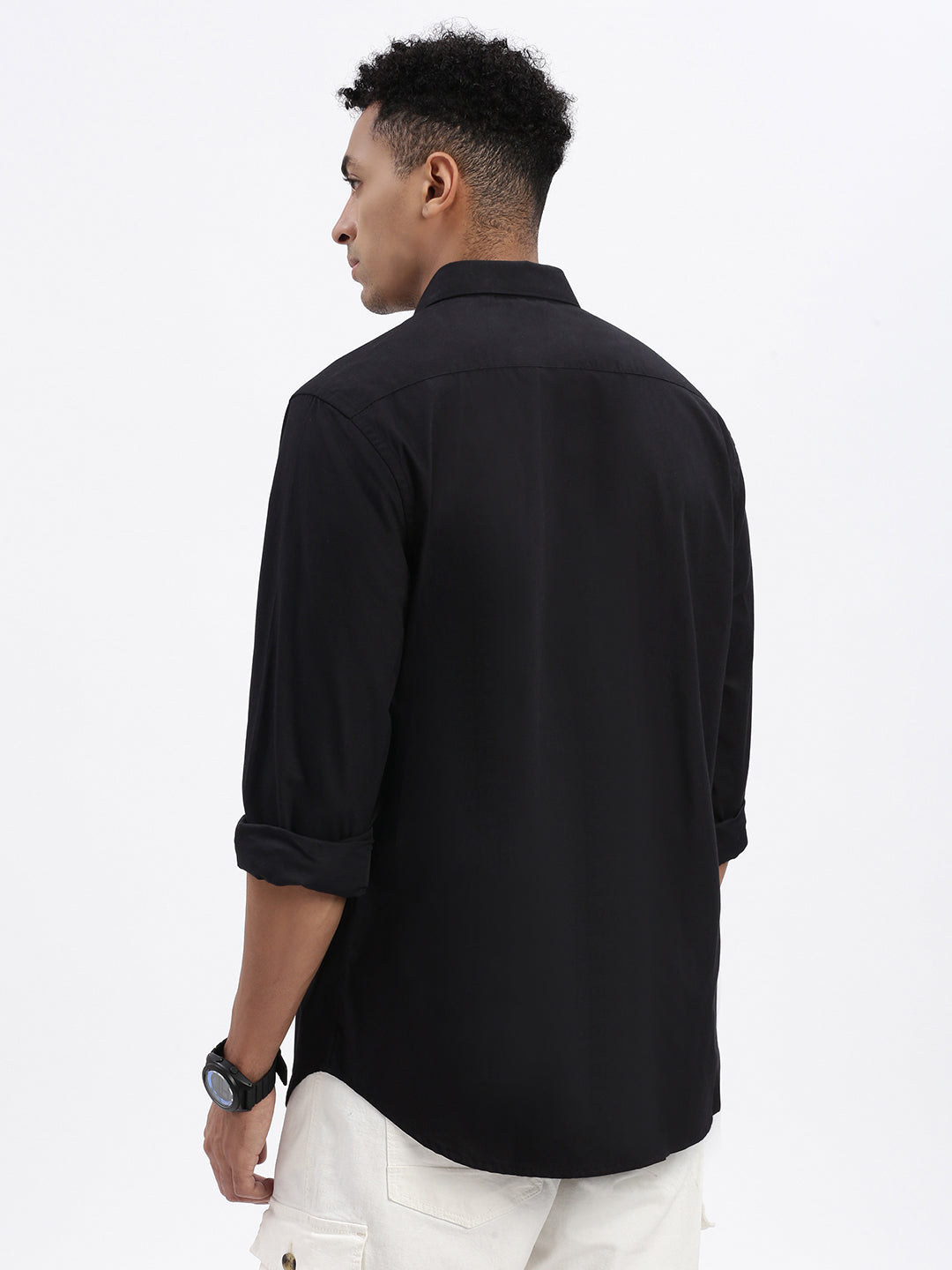 Men Black Solid Slim Fit Shirt