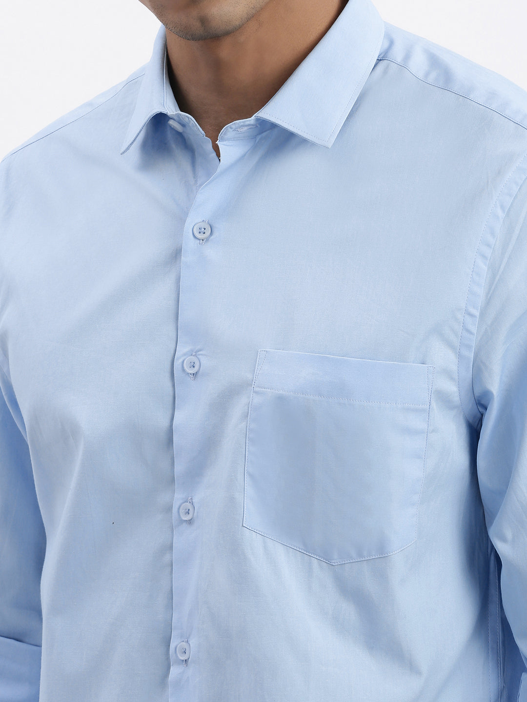 Men Blue Solid Slim Fit Shirt