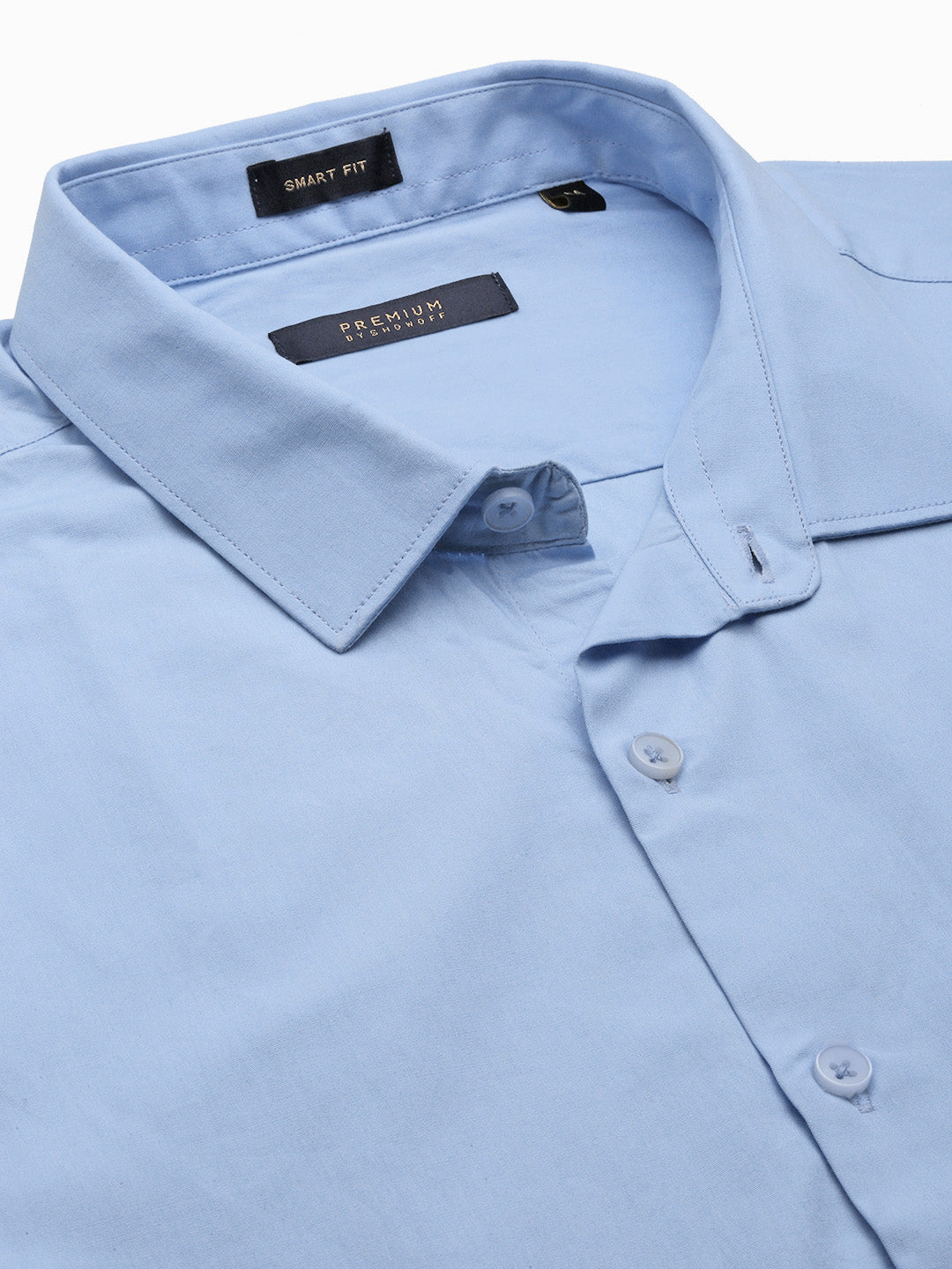 Men Blue Solid Slim Fit Shirt